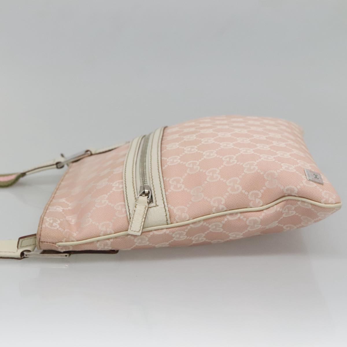 GUCCI GG Canvas Sherry Line Tote Bag Pink Silver 145809 Auth 130345