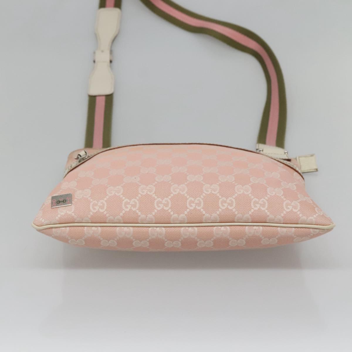 GUCCI GG Canvas Sherry Line Tote Bag Pink Silver 145809 Auth 130345