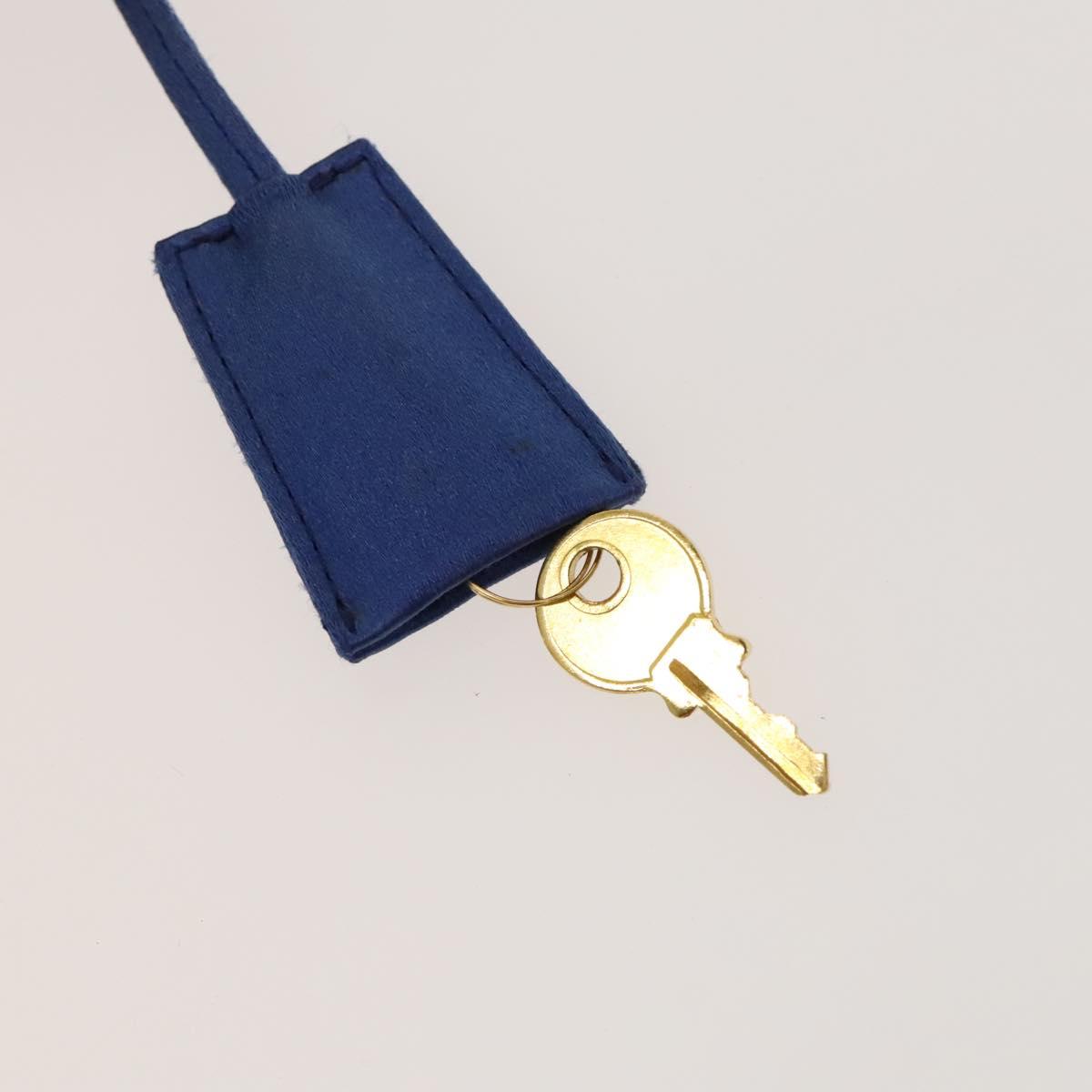 PRADA Hand Bag Satin 2way Blue Gold Auth 130351