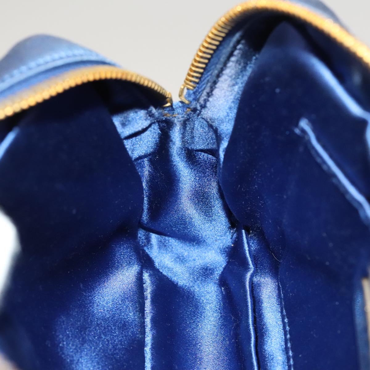 PRADA Hand Bag Satin 2way Blue Gold Auth 130351