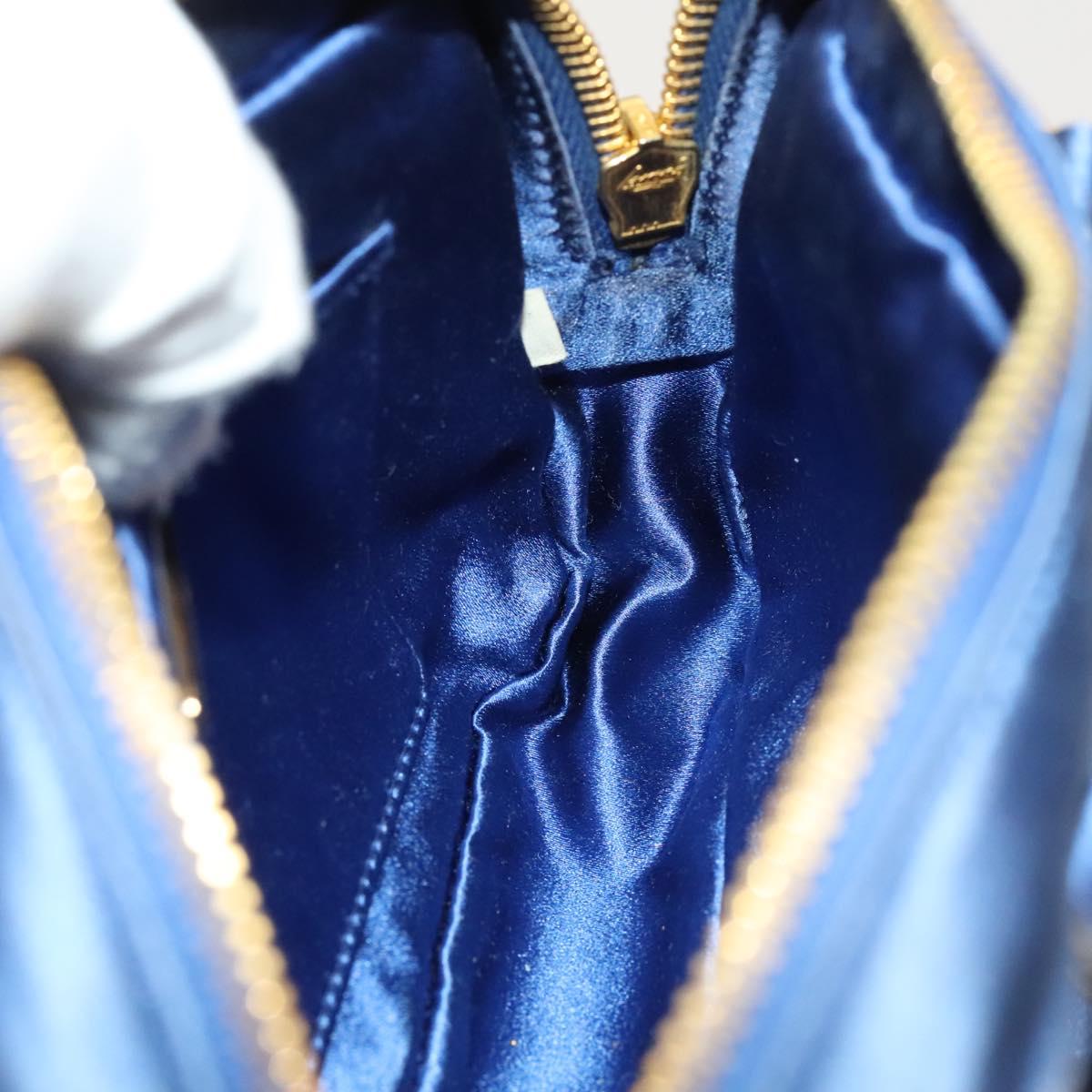 PRADA Hand Bag Satin 2way Blue Gold Auth 130351