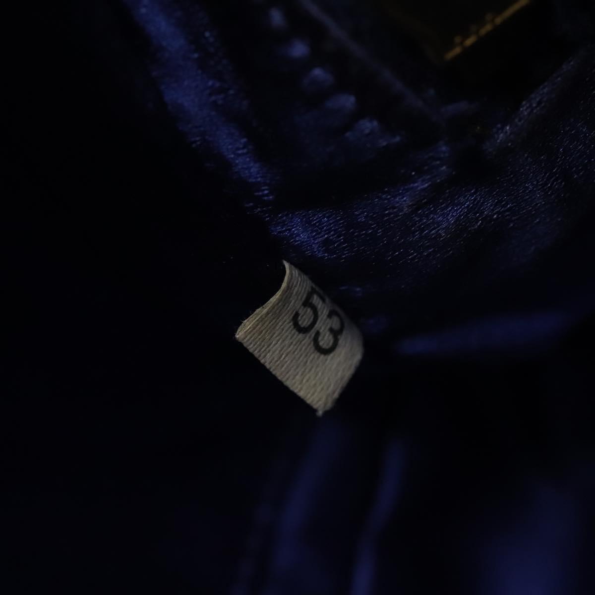 PRADA Hand Bag Satin 2way Blue Gold Auth 130351