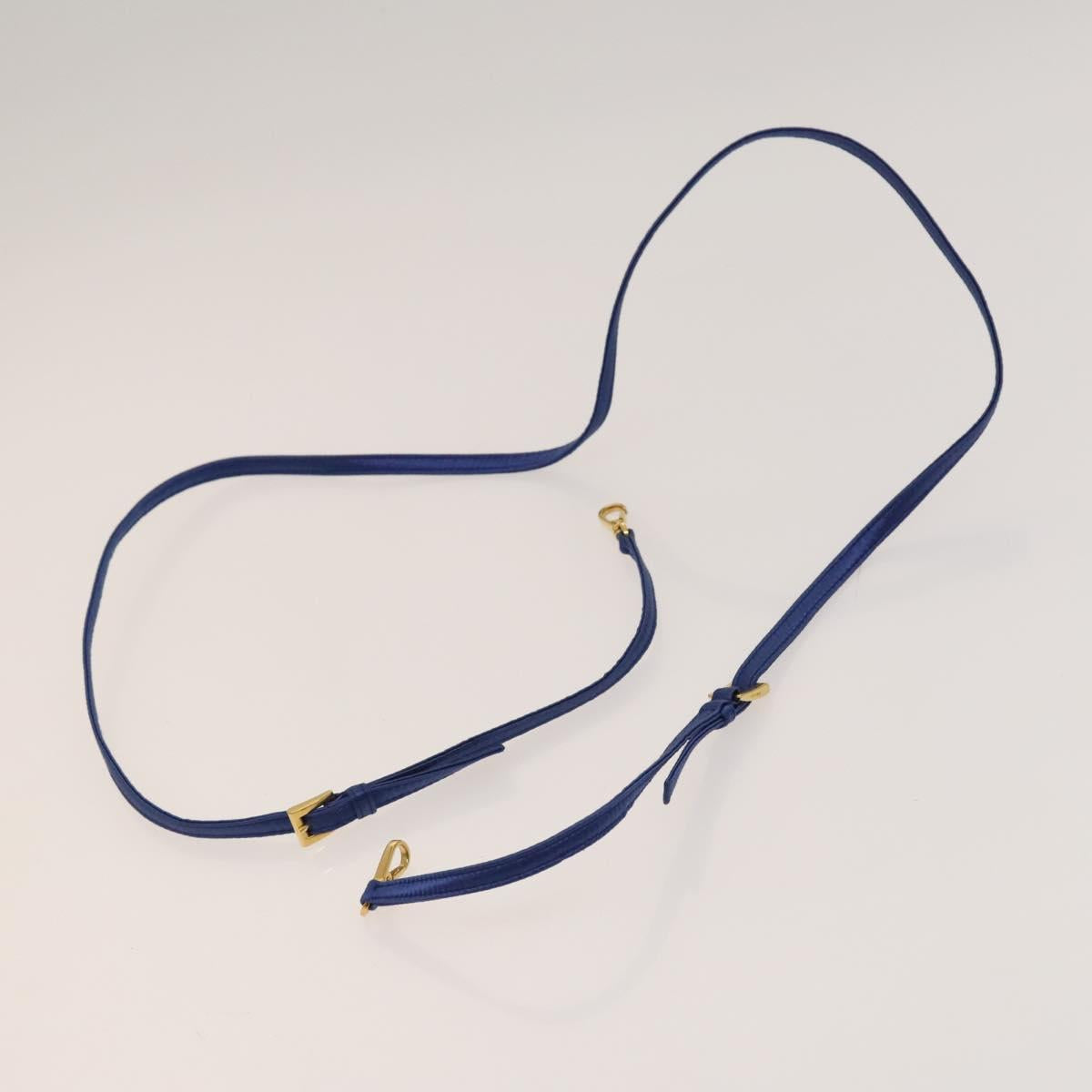 PRADA Hand Bag Satin 2way Blue Gold Auth 130351