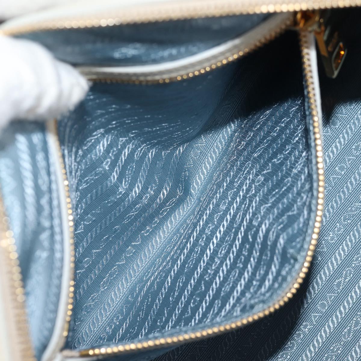 PRADA Hand Bag Canvas 2way Light Blue Gold Auth 130352V