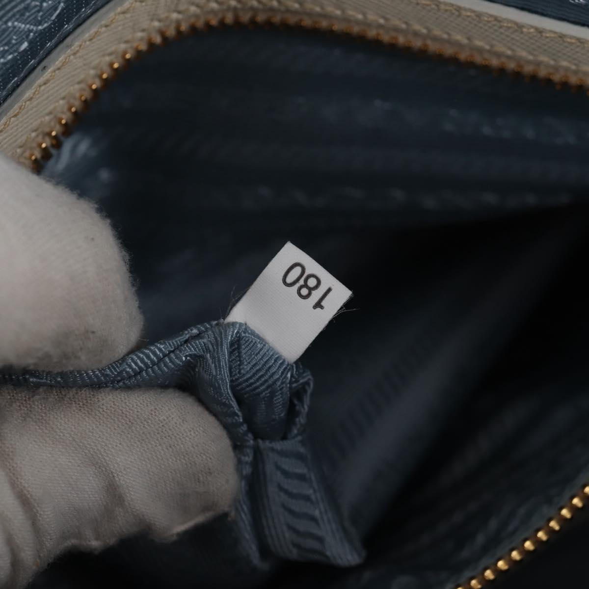 PRADA Hand Bag Canvas 2way Light Blue Gold Auth 130352V