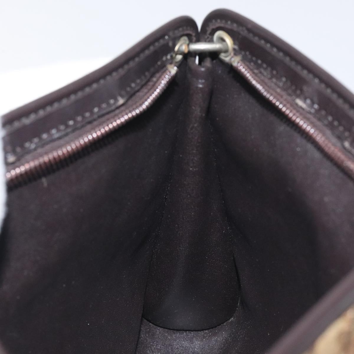Christian Dior Trotter Canvas Shoulder Bag Brown Gold Auth 130355