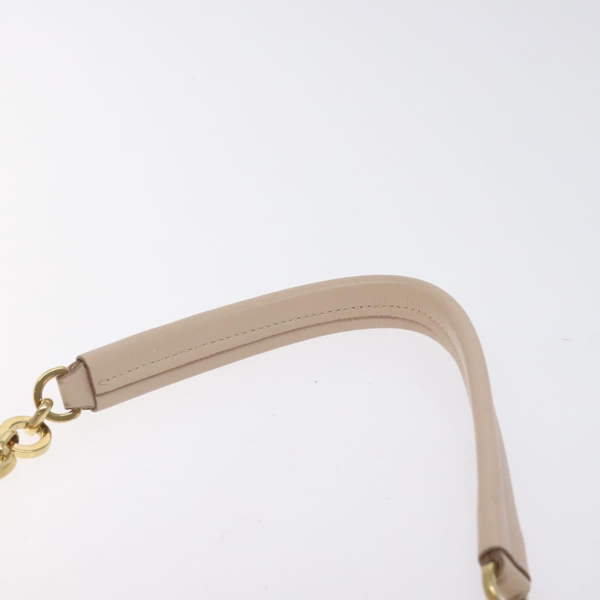 Salvatore Ferragamo Chain Gancini Shoulder Bag Leather Beige Gold Auth 130371