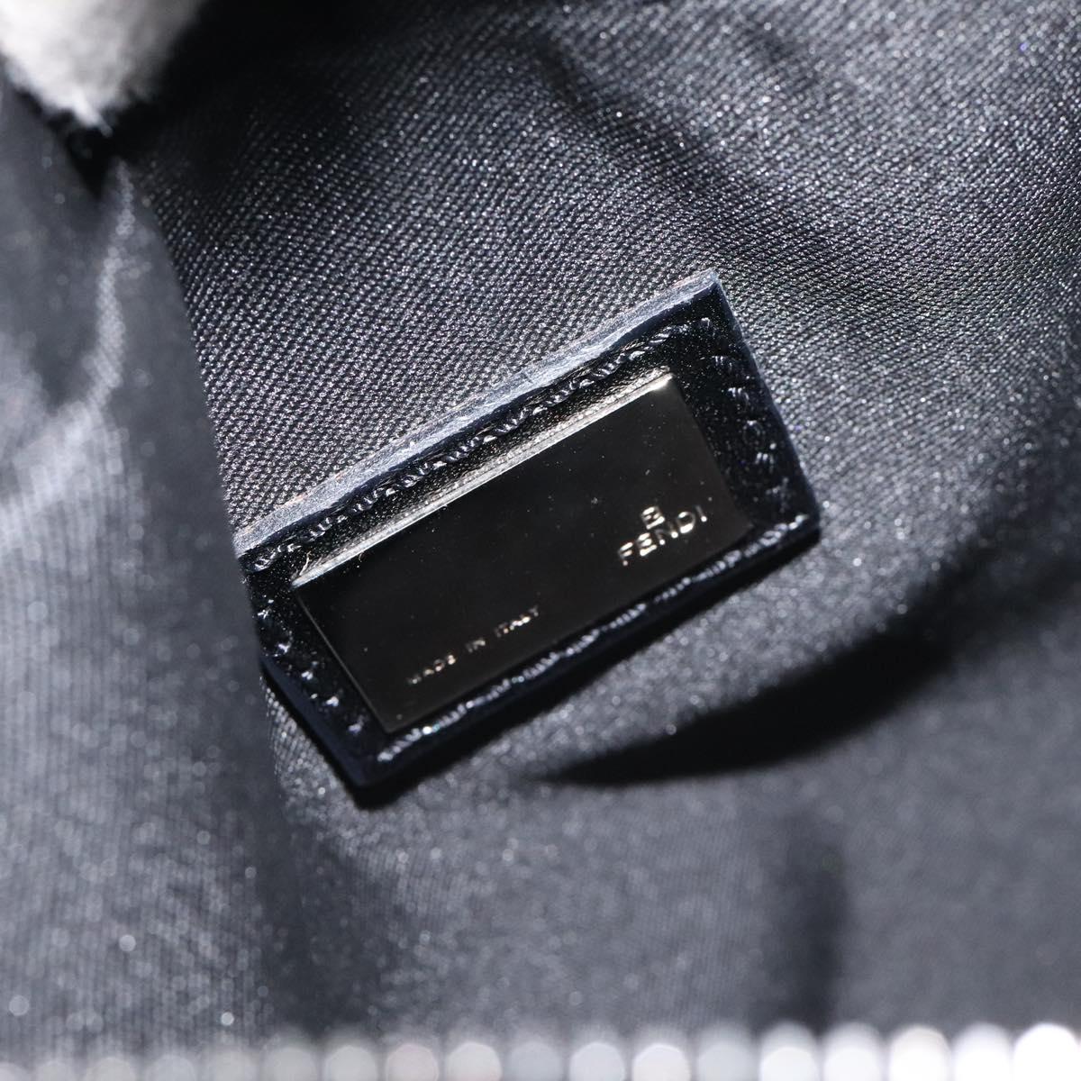 FENDI Shoulder Bag Leather Black White Silver Auth 130408V