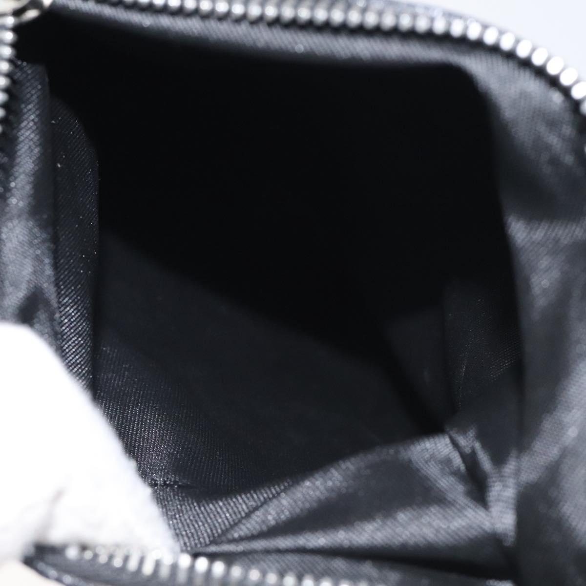 FENDI Shoulder Bag Leather Black White Silver Auth 130408V