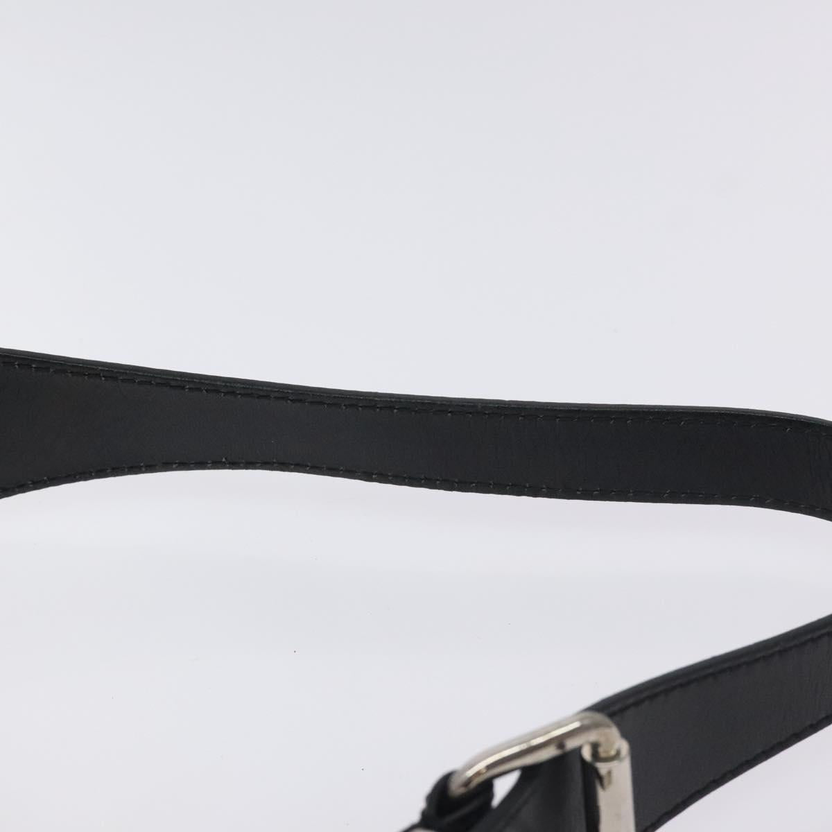 FENDI Shoulder Bag Leather Black White Silver Auth 130408V