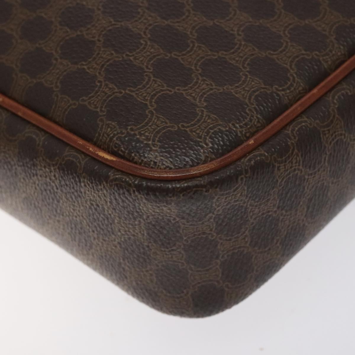 CELINE Macadam Canvas Shoulder Bag PVC Leather Brown Gold Auth 130409