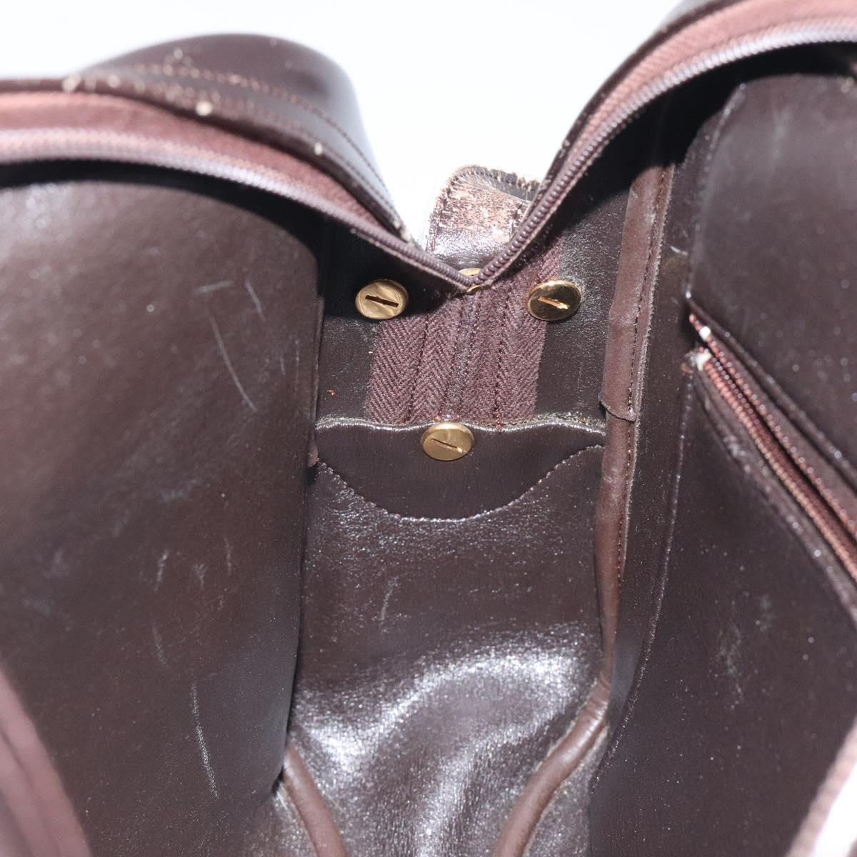 Christian Dior Trotter Canvas Shoulder Bag Brown Gold Auth 130411