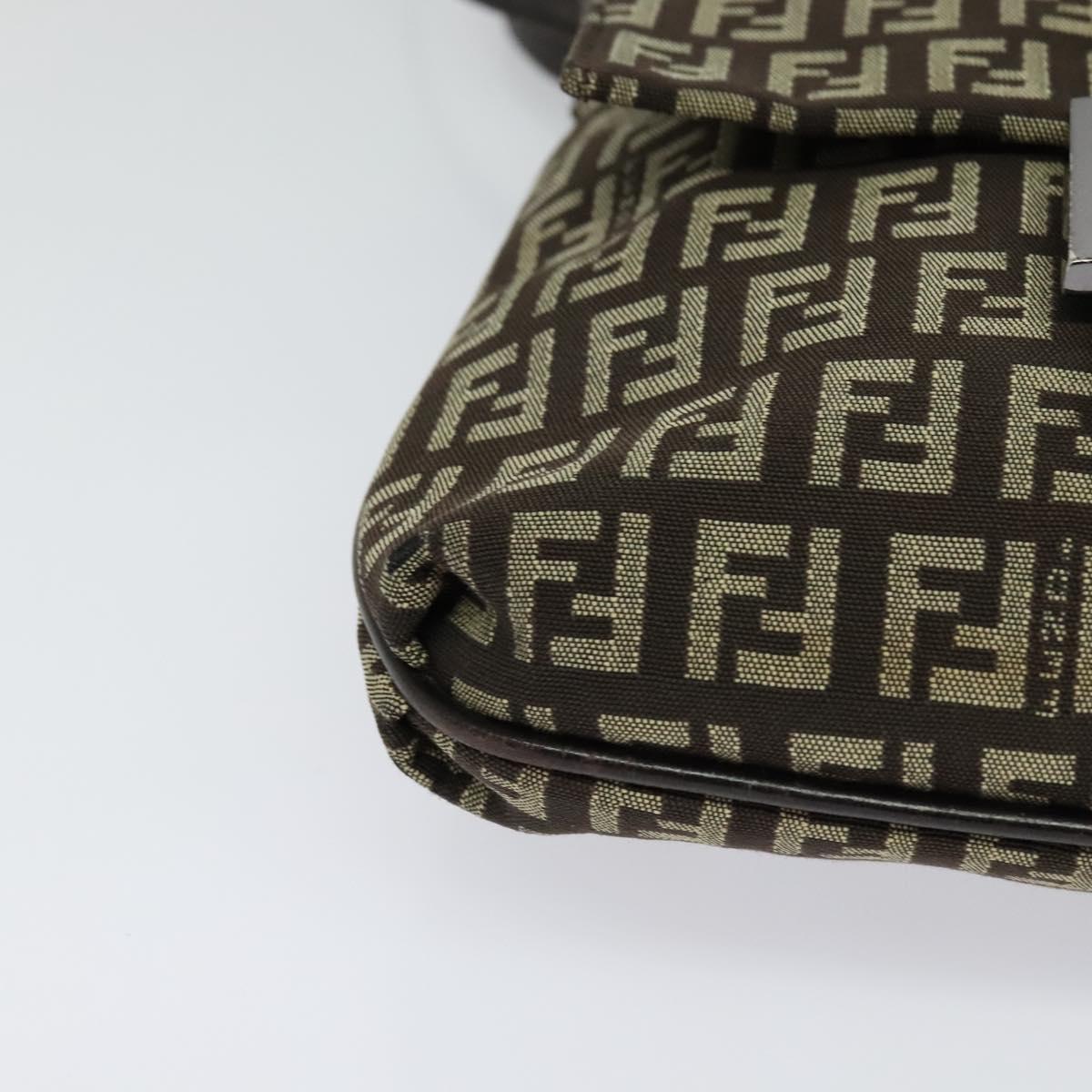 FENDI Zucchino Canvas Mamma Shoulder Bag Brown Auth 130418
