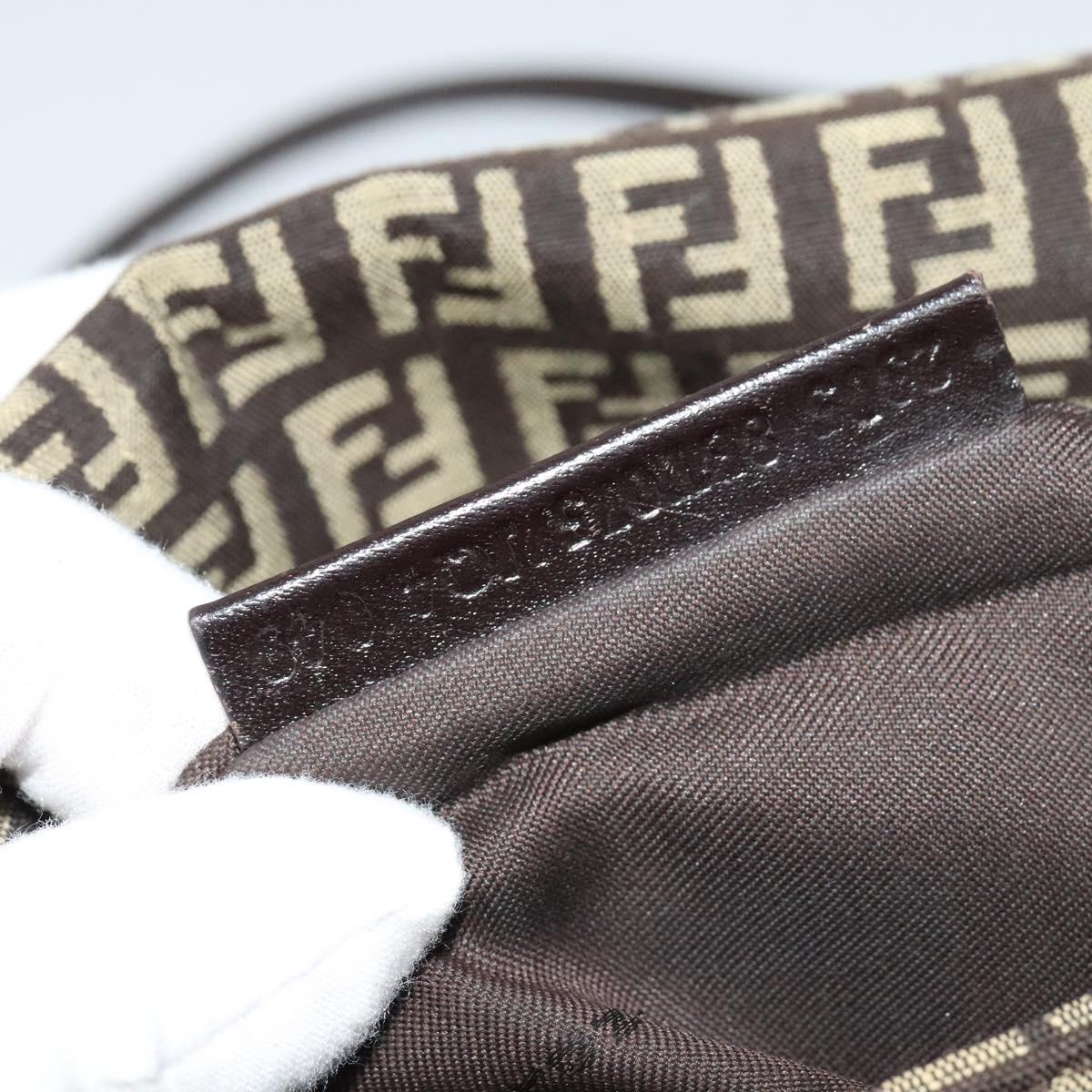 FENDI Zucchino Canvas Mamma Shoulder Bag Brown Auth 130418