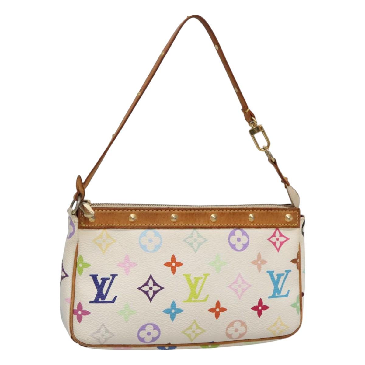 LOUIS VUITTON Multicolor Pochette Accessoires Pouch White M92649 Auth 130463