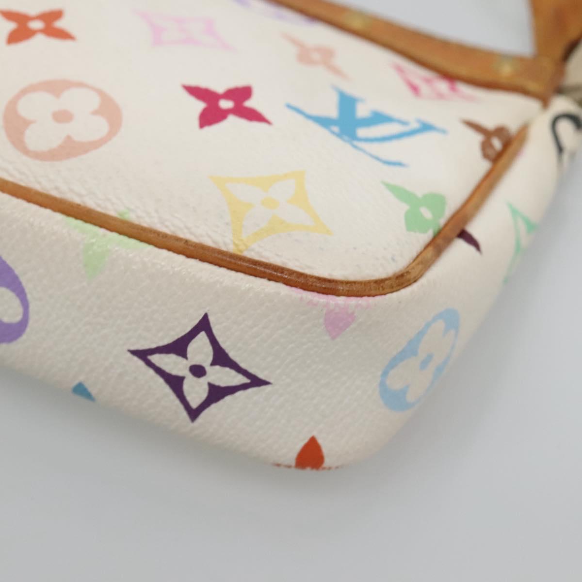 LOUIS VUITTON Multicolor Pochette Accessoires Pouch White M92649 Auth 130463