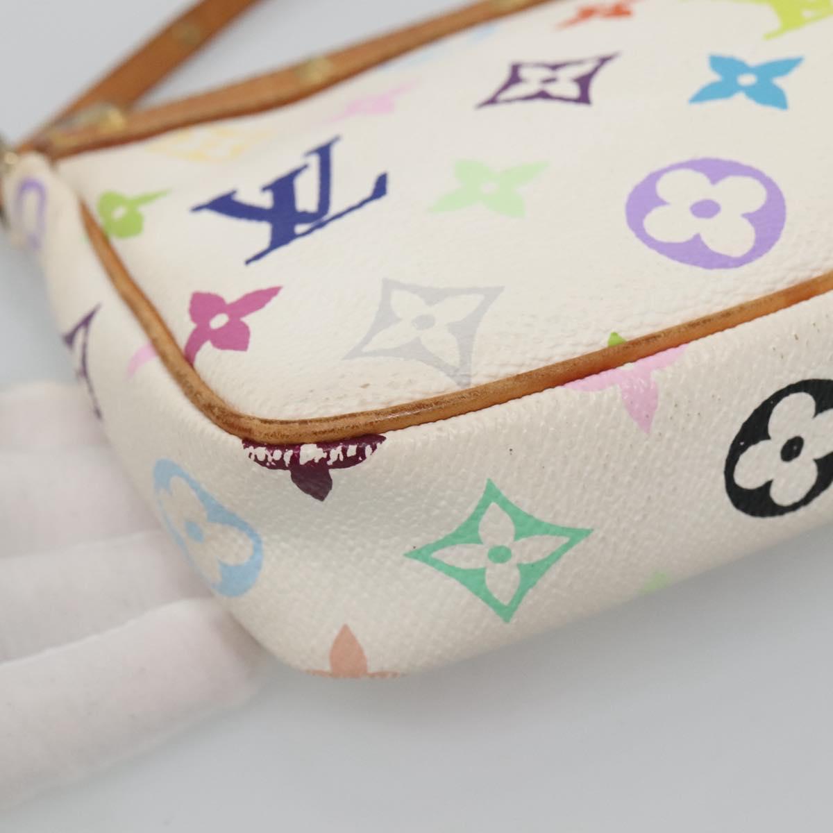 LOUIS VUITTON Multicolor Pochette Accessoires Pouch White M92649 Auth 130463