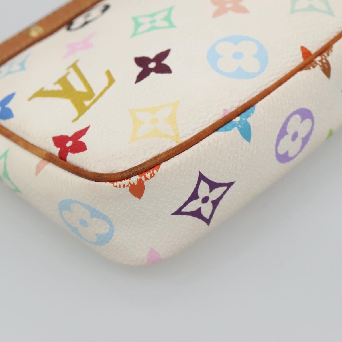 LOUIS VUITTON Multicolor Pochette Accessoires Pouch White M92649 Auth 130463