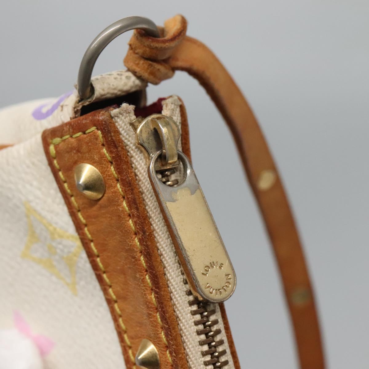 LOUIS VUITTON Multicolor Pochette Accessoires Pouch White M92649 Auth 130463