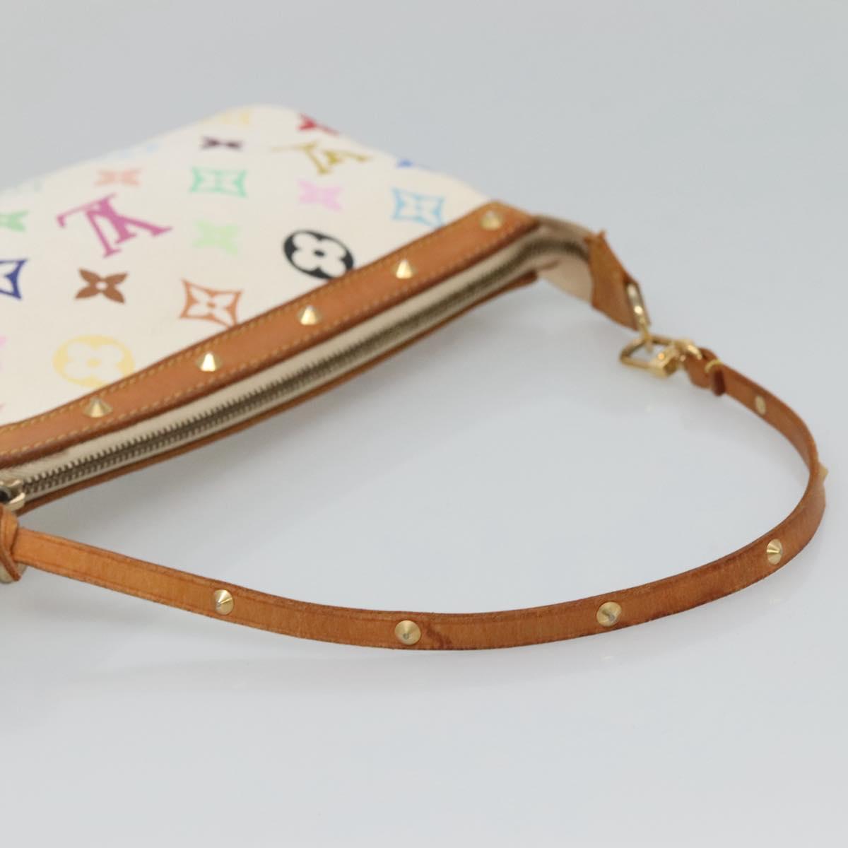 LOUIS VUITTON Multicolor Pochette Accessoires Pouch White M92649 Auth 130463