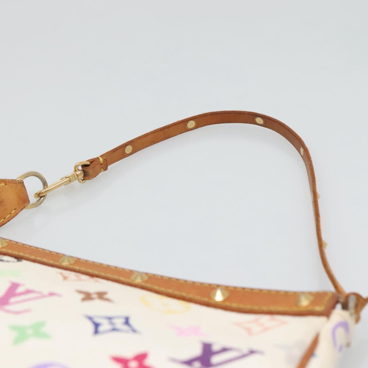 LOUIS VUITTON Multicolor Pochette Accessoires Pouch White M92649 Auth 130463