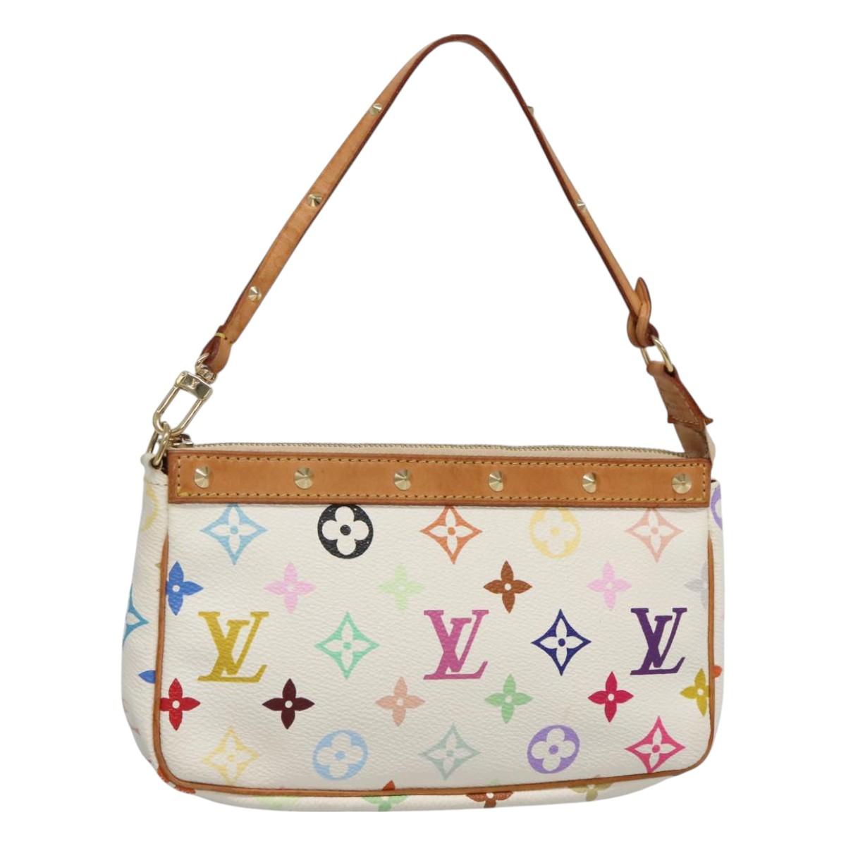 LOUIS VUITTON Multicolor Pochette Accessoires Pouch White M92649 Auth 130464V