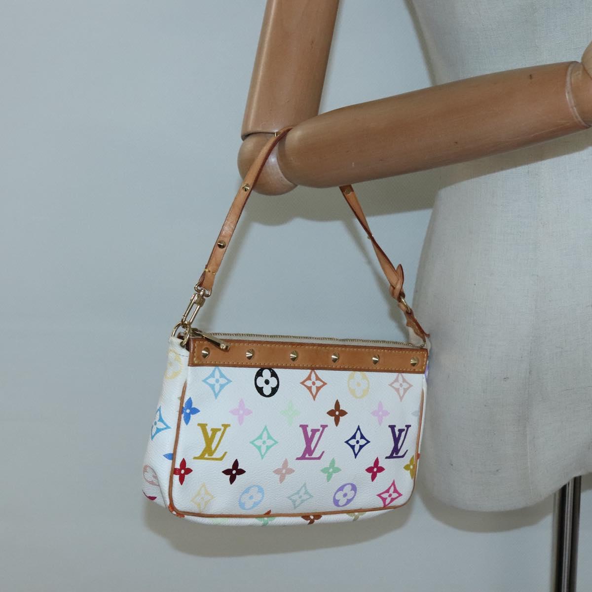 LOUIS VUITTON Multicolor Pochette Accessoires Pouch White M92649 Auth 130464V