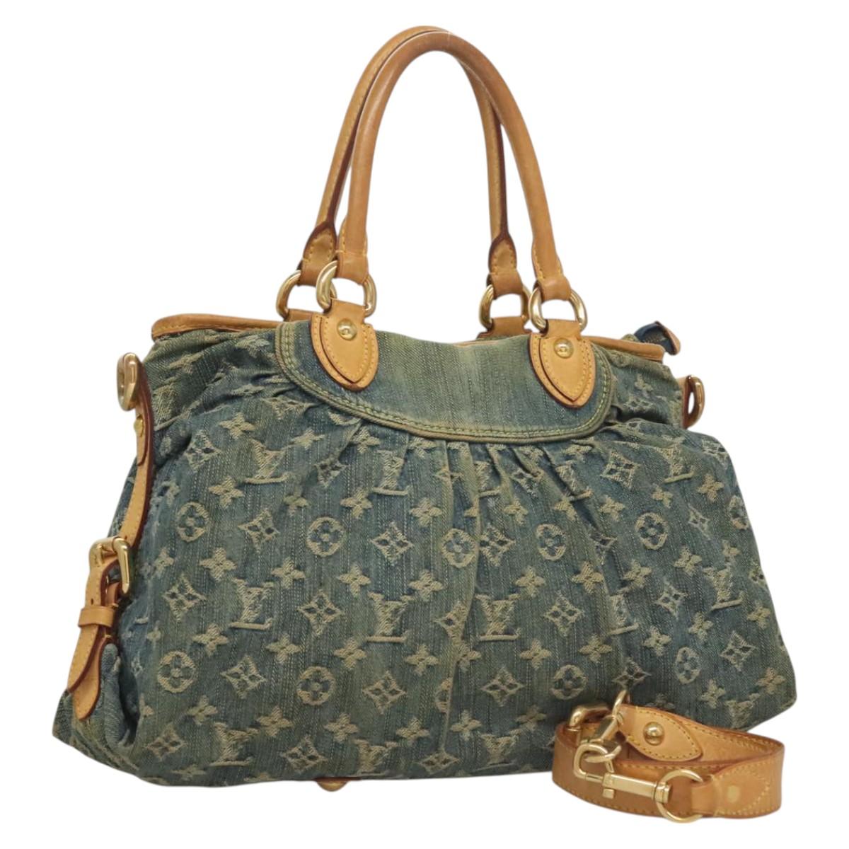LOUIS VUITTON Monogram Denim Neo Cabby MM 2Way Hand Bag Blue M95349 Auth 130470