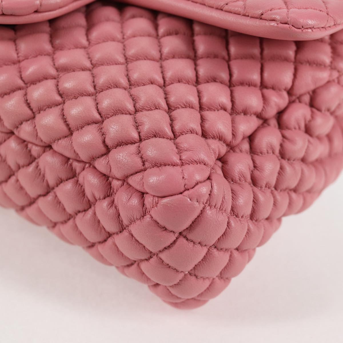 CHANEL Chain Shoulder Bag Leather Pink CC Auth 130490M