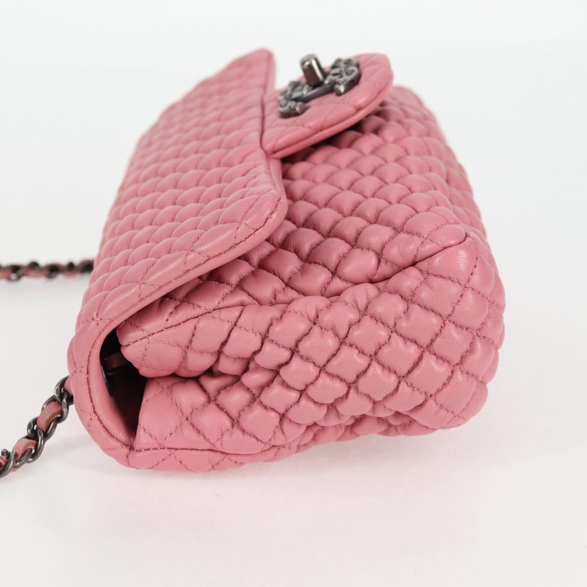 CHANEL Chain Shoulder Bag Leather Pink CC Auth 130490M