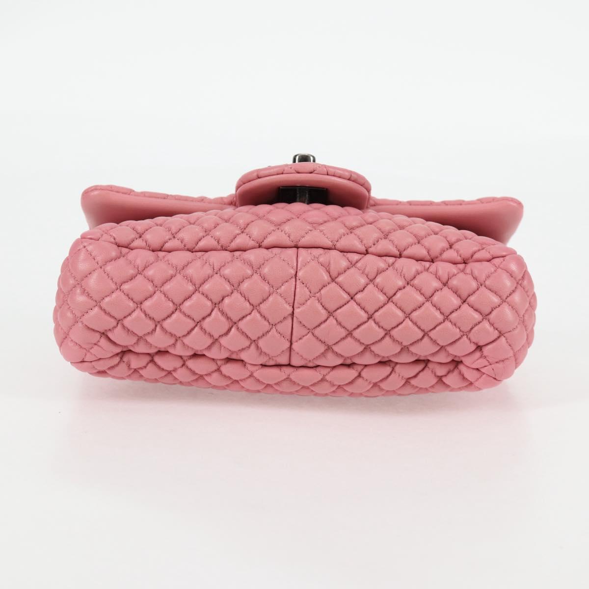 CHANEL Chain Shoulder Bag Leather Pink CC Auth 130490M