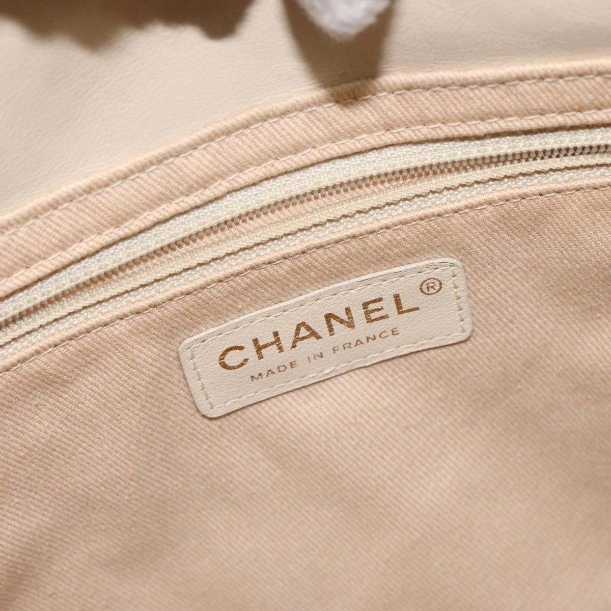 CHANEL Camelia Tote Bag Lamb Skin Beige Gold CC Auth 130497