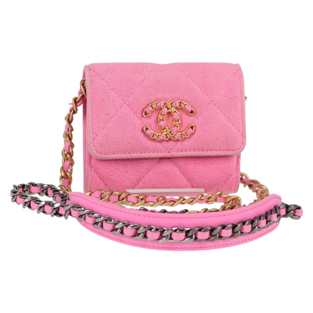 CHANEL Matelasse Chain Shoulder Bag Canvas Pink Gold CC Auth 130507M