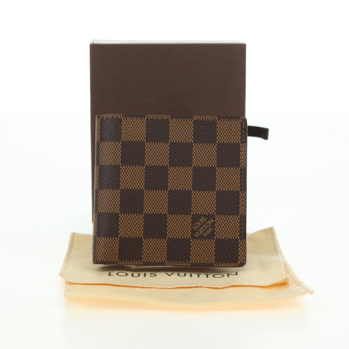 LOUIS VUITTON Damier Ebene Portefeuille Marco Bifold Wallet N61675 Auth 130510