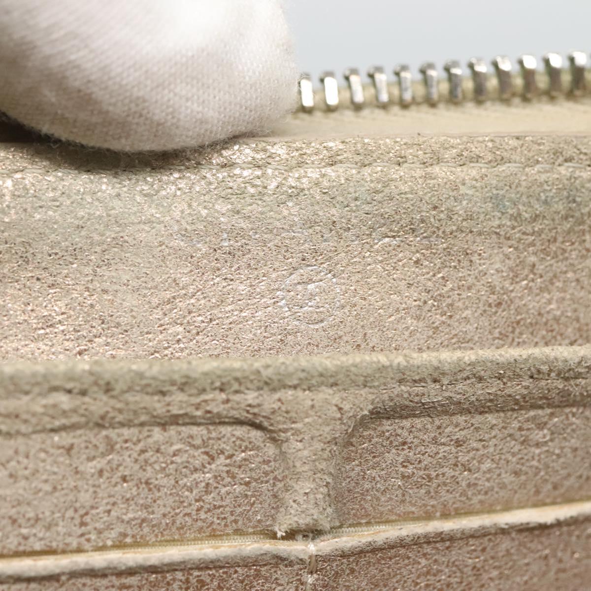 CHANEL Matelasse Long Wallet Suede Beige Silver CC Auth 130516