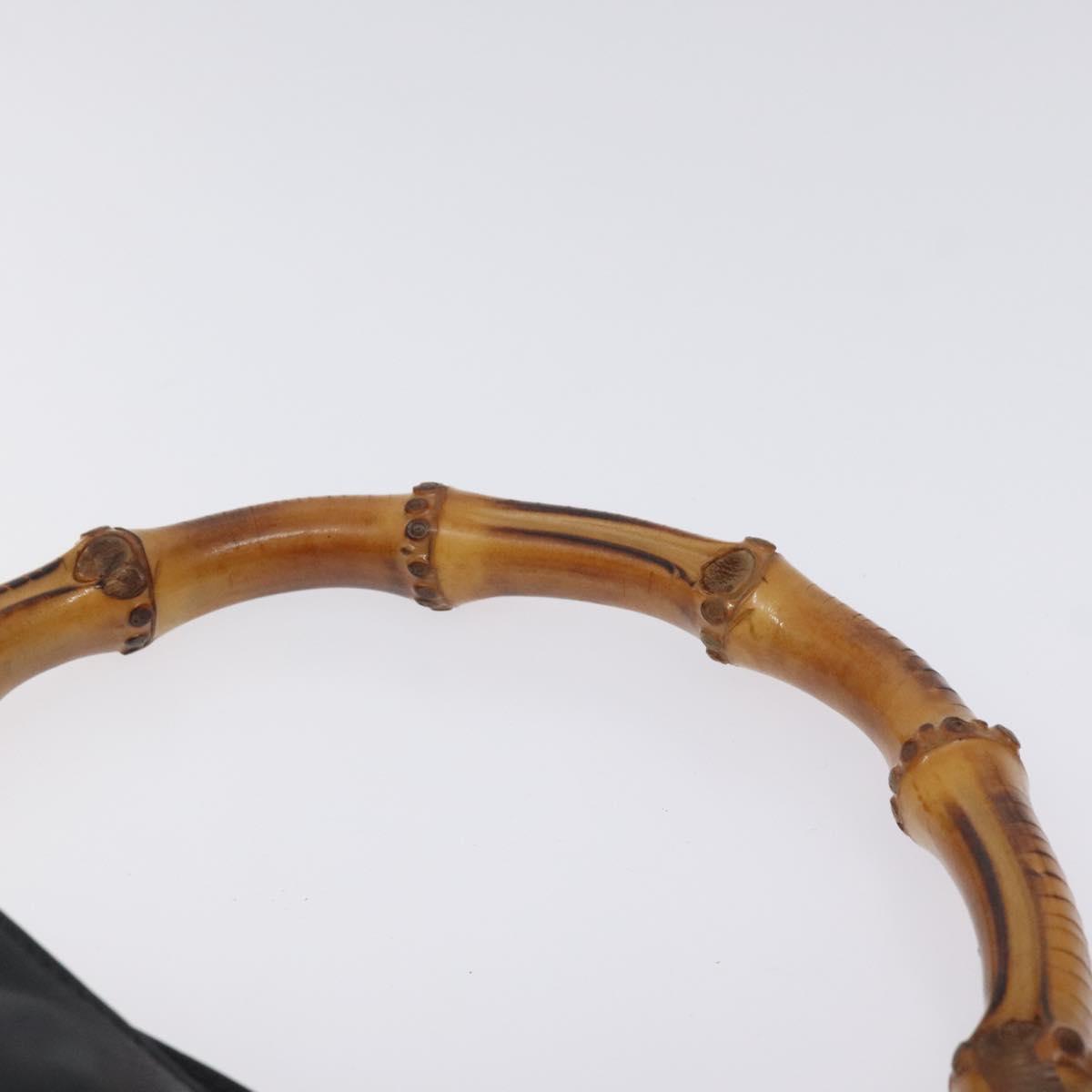 GUCCI Bamboo Hand Bag Leather Black Gold 001 0166 1638 Auth 130572
