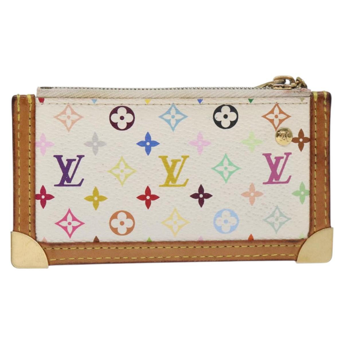 LOUIS VUITTON Monogram Multicolor Pochette Cles Purse White M92655 Auth 130593