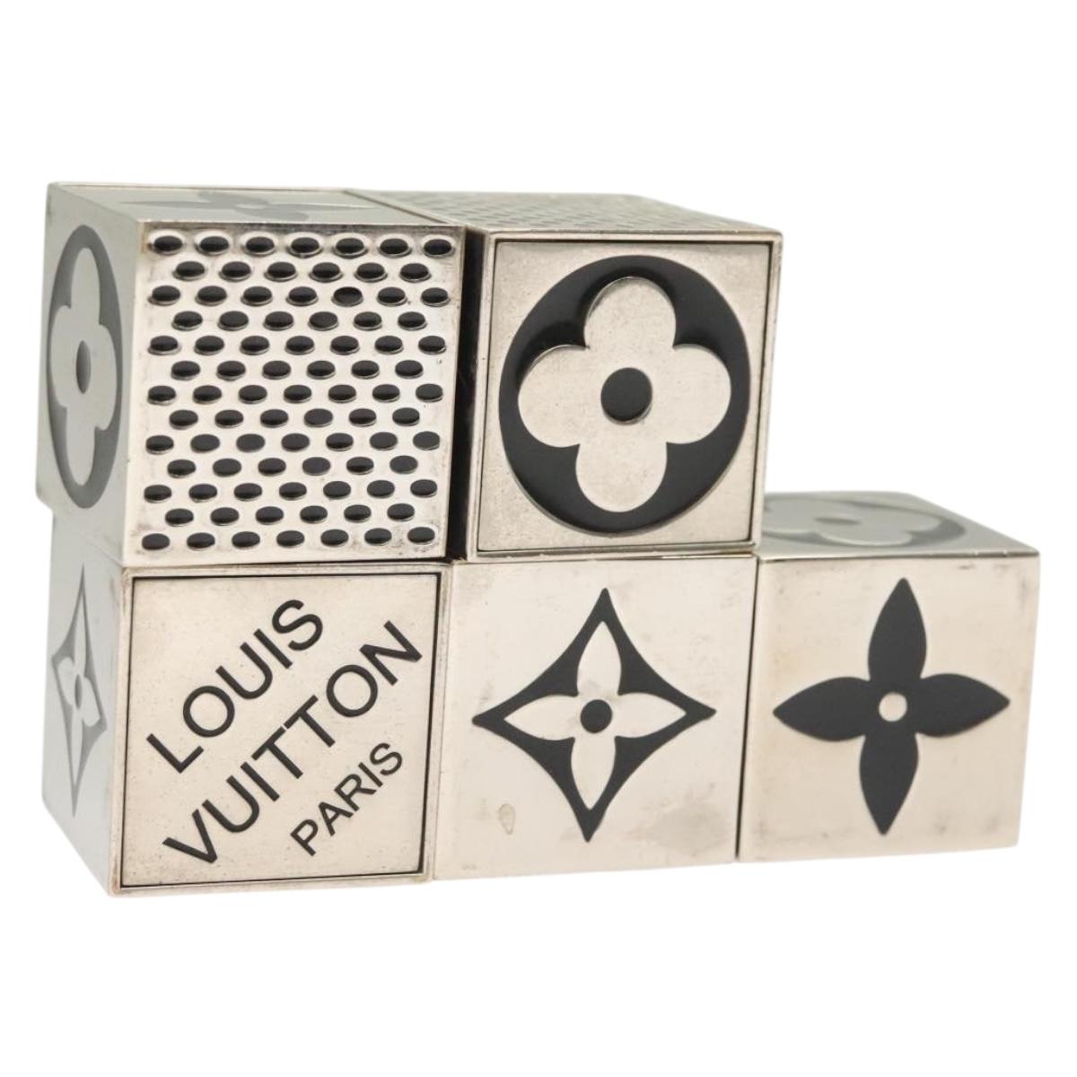 LOUIS VUITTON Monogram Game Cube Paper Weight Metal Silver LV Auth 130599