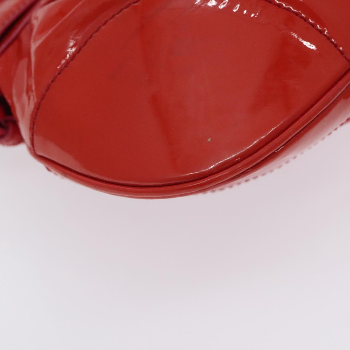 Salvatore Ferragamo Gancini Marissa Hand Bag Enamel Red Silver Auth 130621
