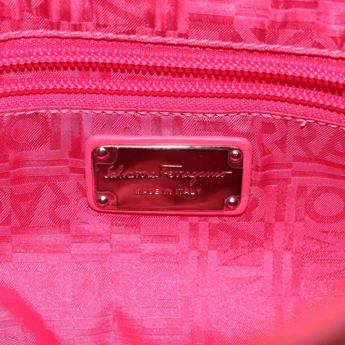 Salvatore Ferragamo Gancini Marissa Hand Bag Enamel Red Silver Auth 130621