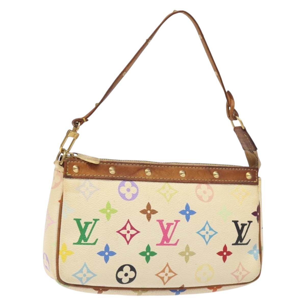 LOUIS VUITTON Multicolor Pochette Accessoires Pouch White M92649 LV Auth 130665