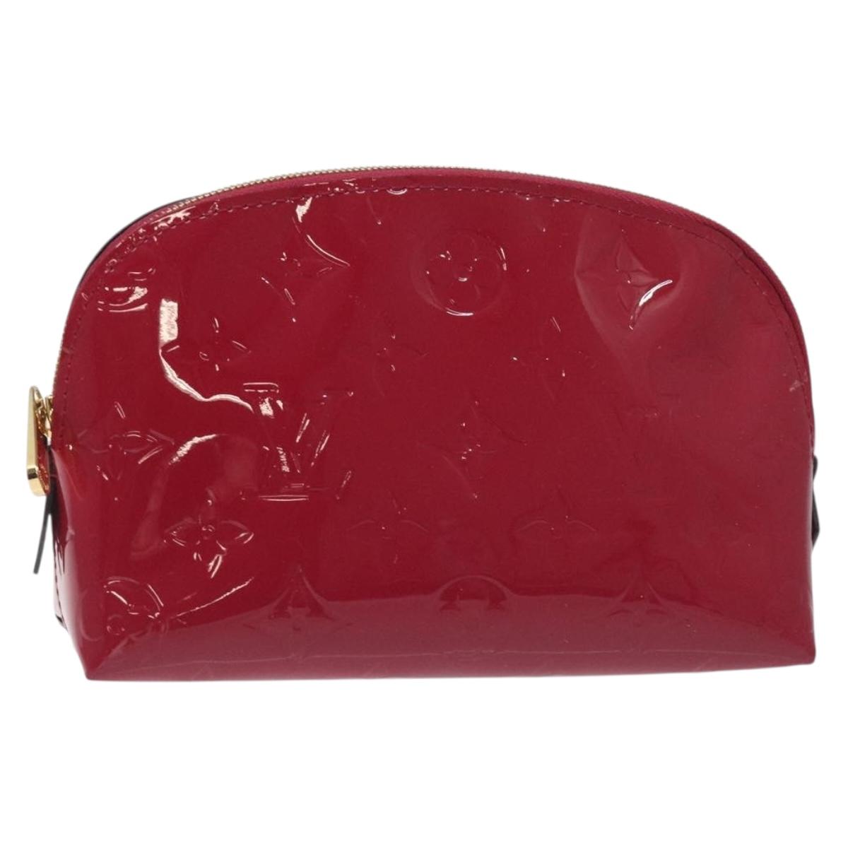 LOUIS VUITTON Monogram Vernis Pochette Cosmetic Rose Indian M90009 Auth 130667