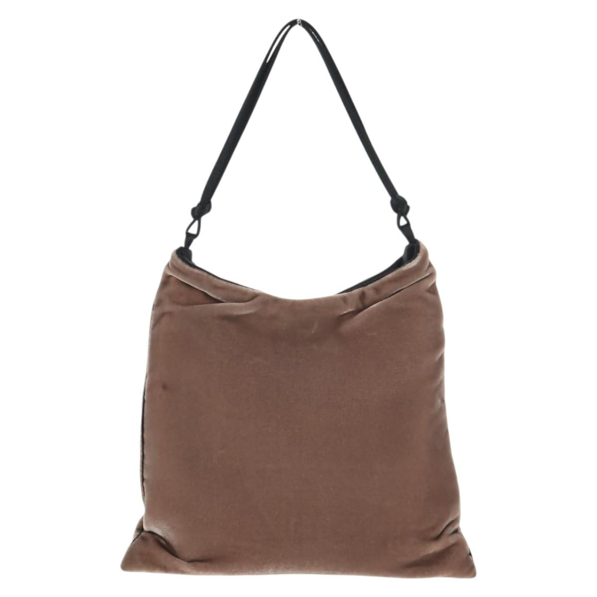 PRADA Hand Bag Velor Gray Auth 130687