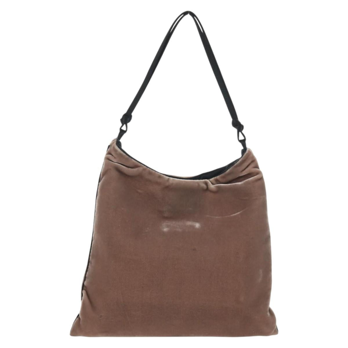 PRADA Hand Bag Velor Gray Auth 130687