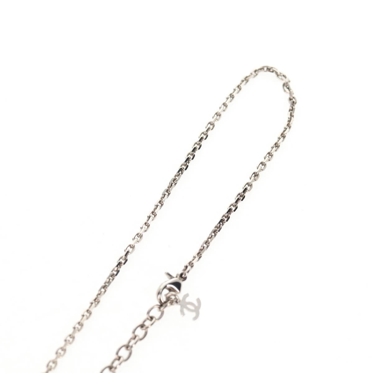 CHANEL Necklace metal Silver CC Auth 130689M