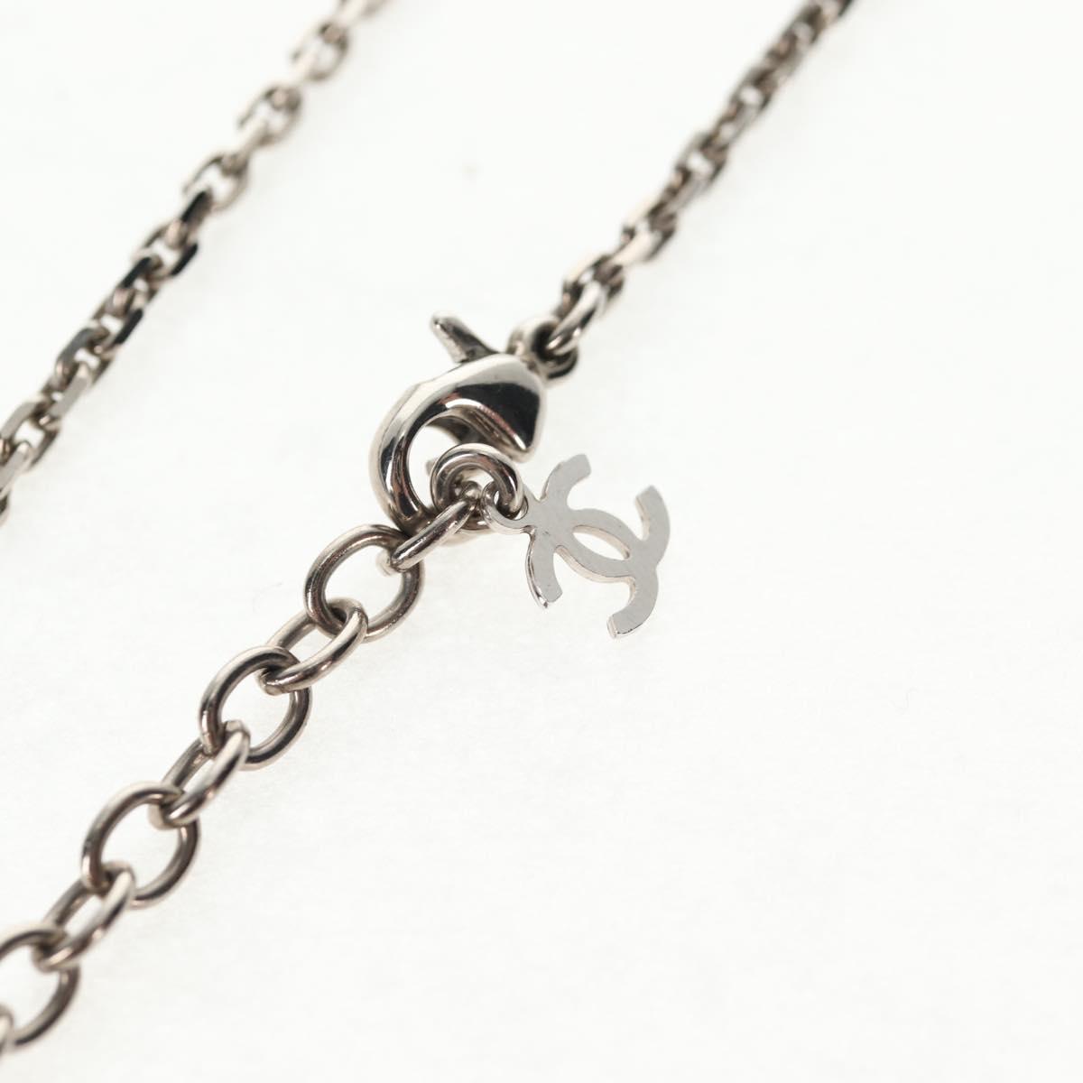 CHANEL Necklace metal Silver CC Auth 130689M