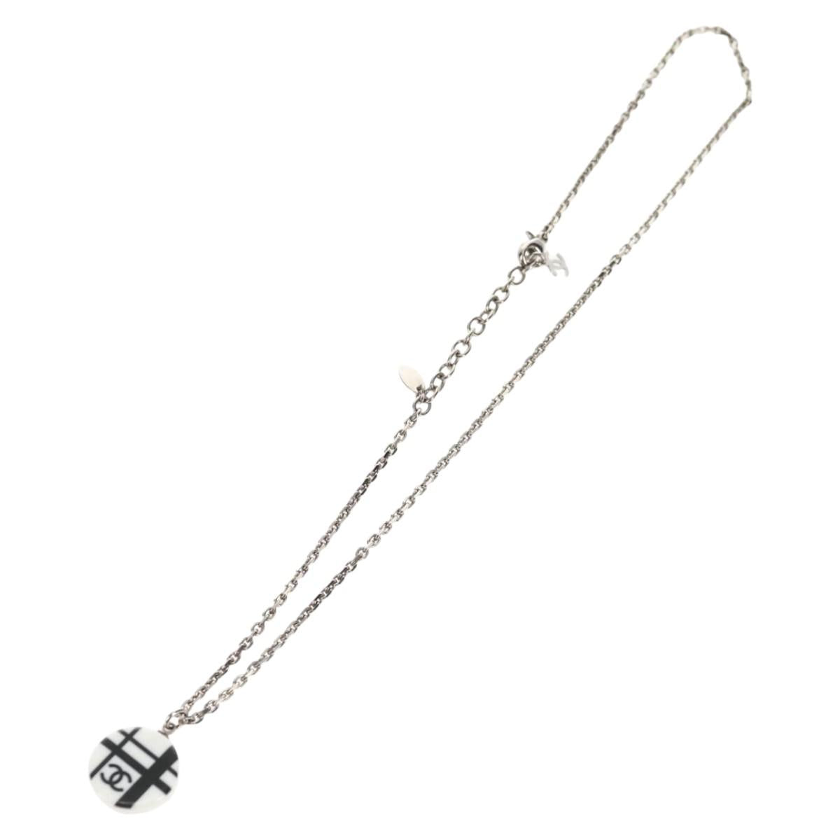 CHANEL Necklace metal Silver CC Auth 130689M