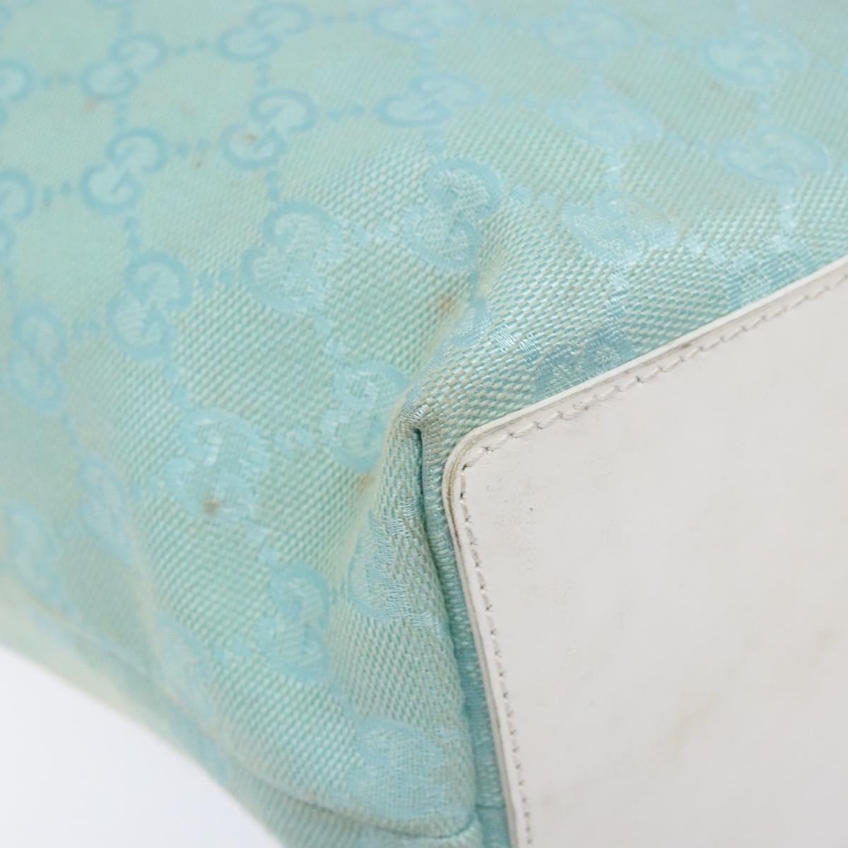 GUCCI GG Canvas Tote Bag Turquoise Blue gold 002 1098 Auth 130756