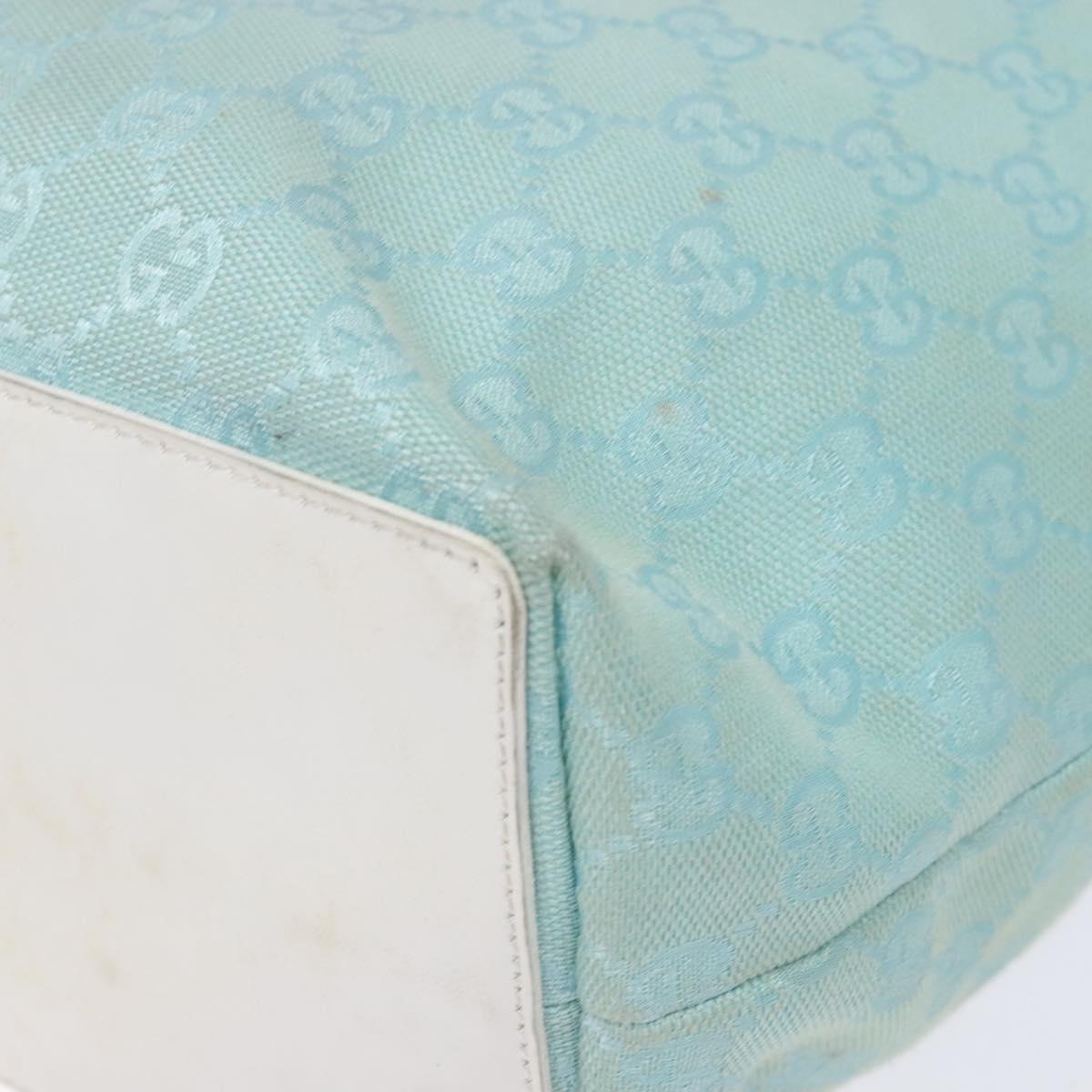 GUCCI GG Canvas Tote Bag Turquoise Blue gold 002 1098 Auth 130756