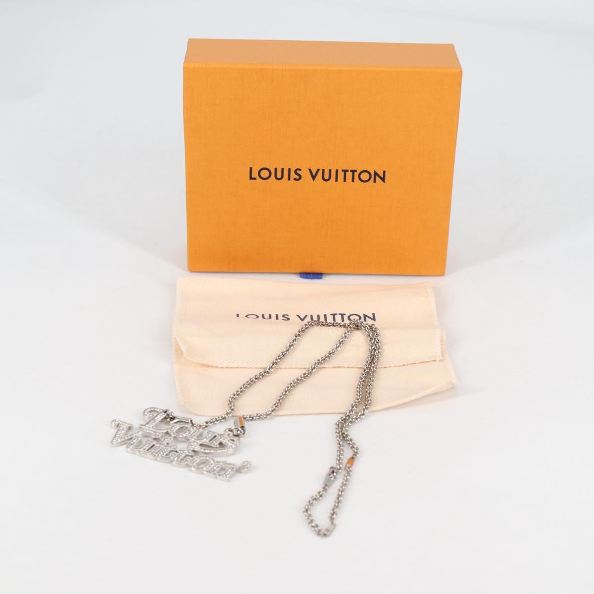 LOUIS VUITTON Colliers Quard LV Strass Necklace metal Silver MP2691 Auth 130779A